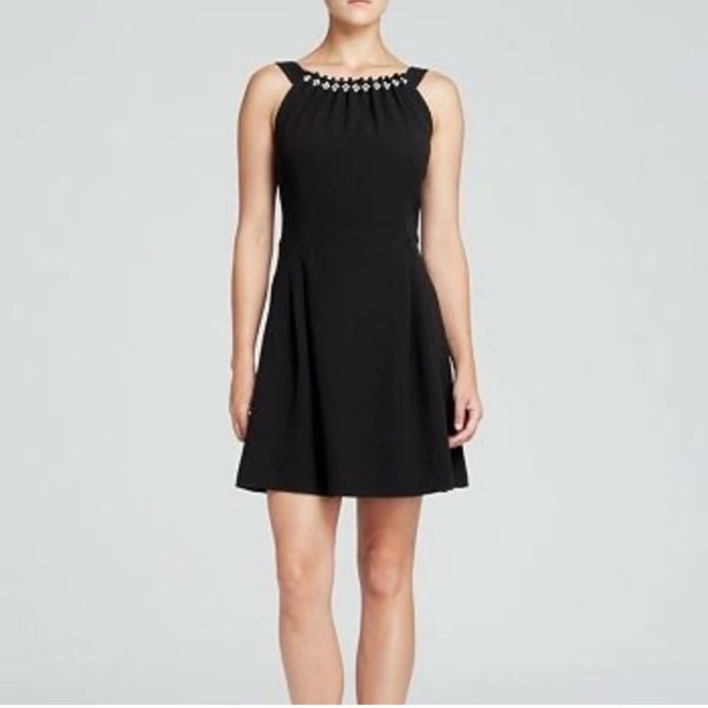 Tory Burch Sheila Embellished Black Sleeveless Jewel-Neck A-Line Dress size 4